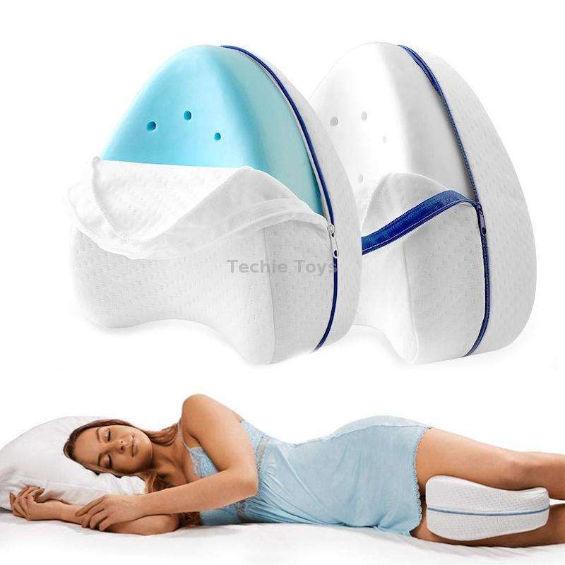 Body Memory Cotton Leg Pillow Sleeping Orthopedic Sciatica Back Hip Joint for Pain Relief(Blue Inner