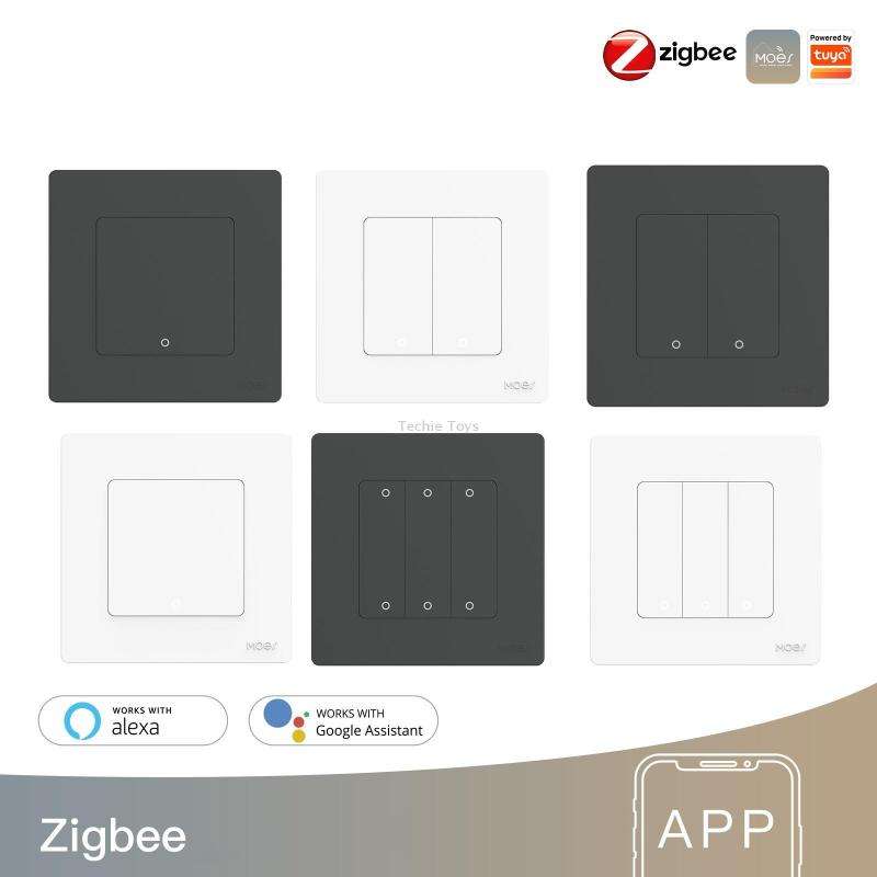 Tuya ZigBee Smart Single-fire Zero-fire Sharing Timing Voice Wall Switch EU Plug, Style: 2 Ways (Whi