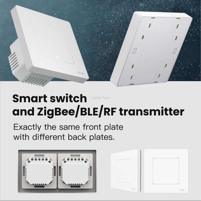Tuya ZigBee Smart Single-fire Zero-fire Sharing Timing Voice Wall Switch EU Plug, Style: 2 Ways (Whi