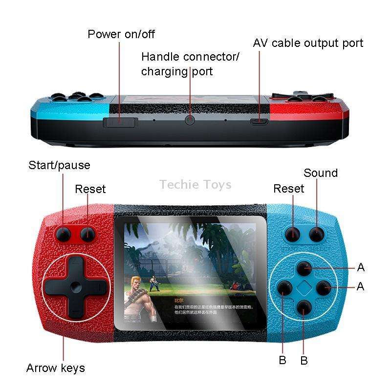 F1 3 Inch Horizontal Screen 620 In 1 Large Screen Pocket Console, Style: Double Player Red Blue