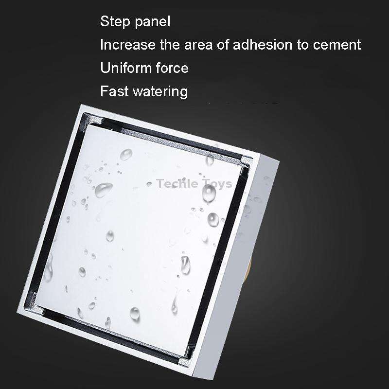 Bathroom Large Displacement Anti-odor Floor Drain, Style: K8011 Gold+Black Straight Row
