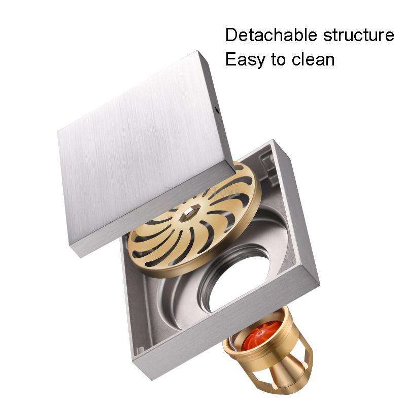 Bathroom Large Displacement Anti-odor Floor Drain, Style: K8016 Gray+Black Straight Row