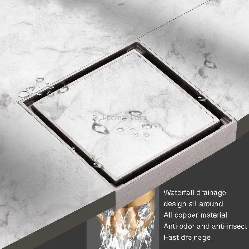 Bathroom Large Displacement Anti-odor Floor Drain, Style: K8016 Gray+Black Straight Row