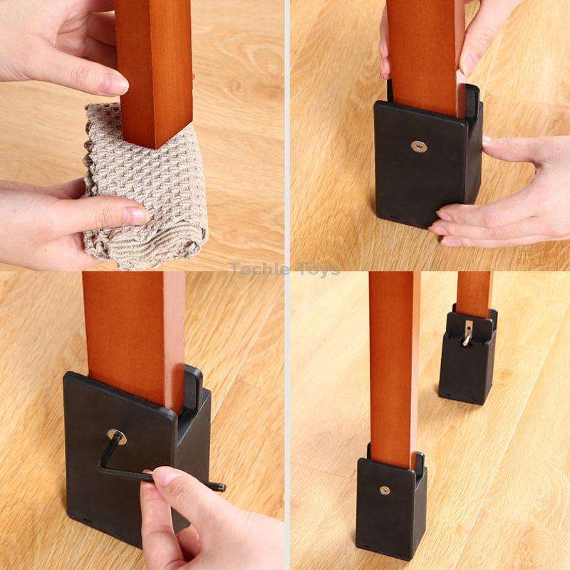 4pcs/set Adjustable Furniture Heightening Feet Pad, Size: 50mm High(Black Widened Plywood Type For 1