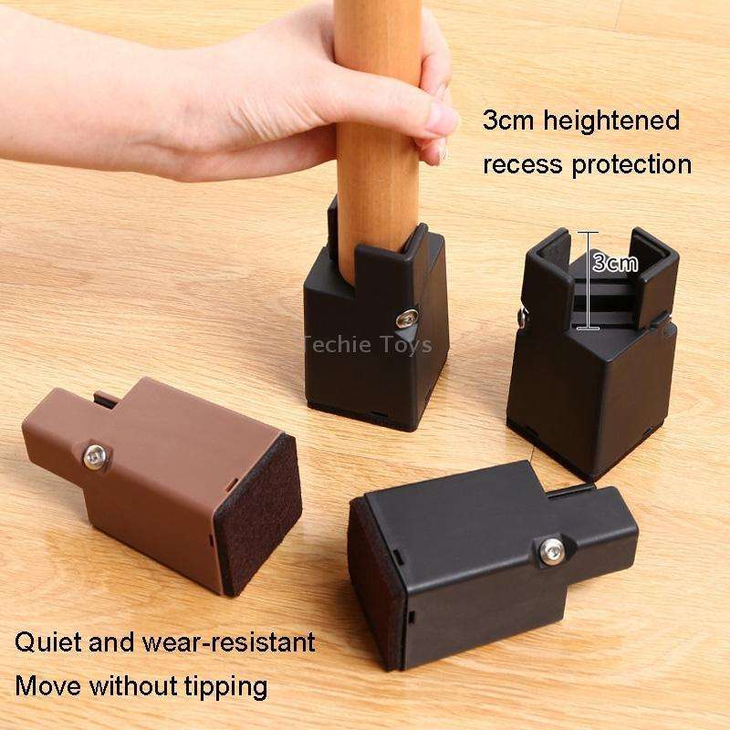4pcs/set Adjustable Furniture Heightening Feet Pad, Size: 75mm High(Brown Clip Chair Foot For 22-42m