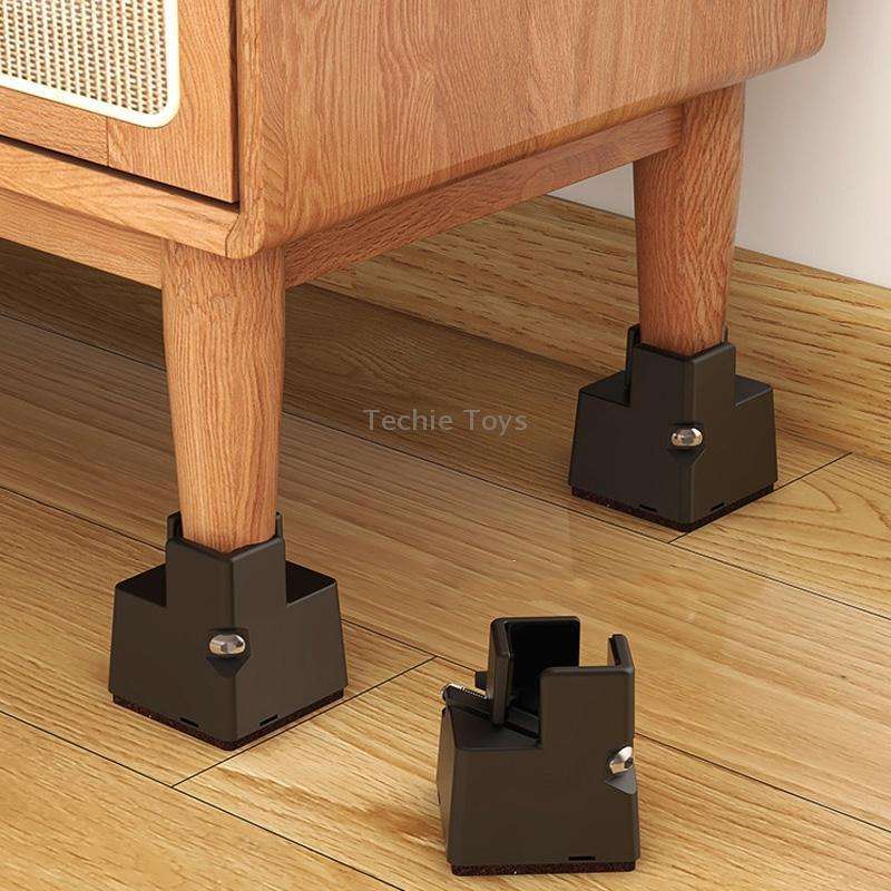 4pcs/set Adjustable Furniture Heightening Feet Pad, Size: 75mm High(Brown Clip Chair Foot For 22-42m