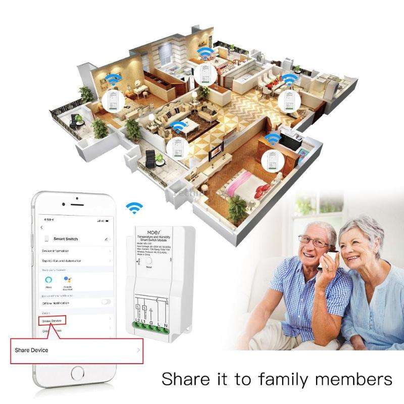 WiFi Switch Module+Temperature Probe Tuya Dual-way Temperature and Humidity Switch Timer Smart Switc