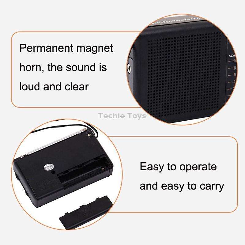 BAIJIALI BJL228 Retro Portable Two Band FM AM Radio Built-in Speaker(Black)