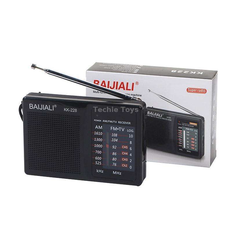 BAIJIALI BJL228 Retro Portable Two Band FM AM Radio Built-in Speaker(Black)