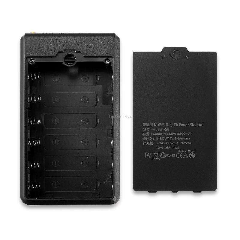 Q6 Removable 6 Sections 18650 Battery Box Charger Case, Style: Ordinary(Black)