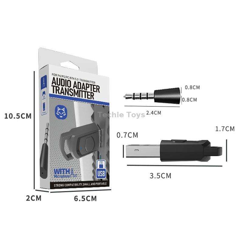 For PS4 / PS5 / PC HS-PS5101 Bluetooth 5.0 Adapter Audio Receiver Wireless Headset Transmitter(Black
