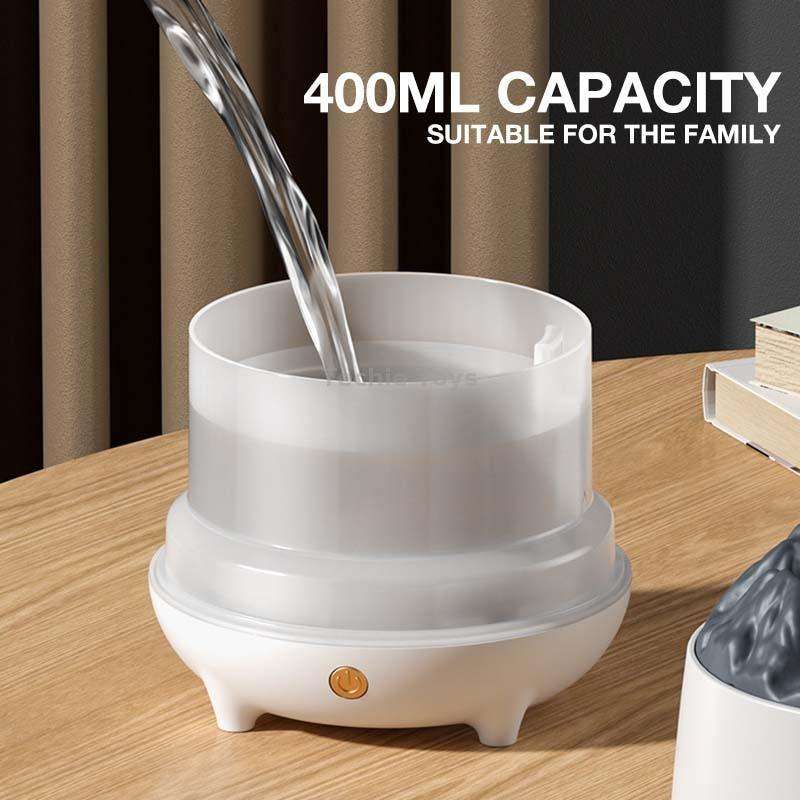 HS01 Simulation Flame Humidifier Home Aromatherapy Machine With Night Light(White)