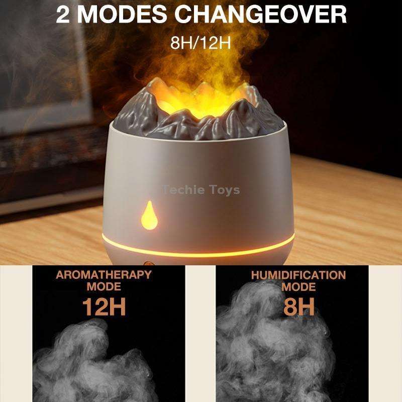 HS01 Simulation Flame Humidifier Home Aromatherapy Machine With Night Light(White)