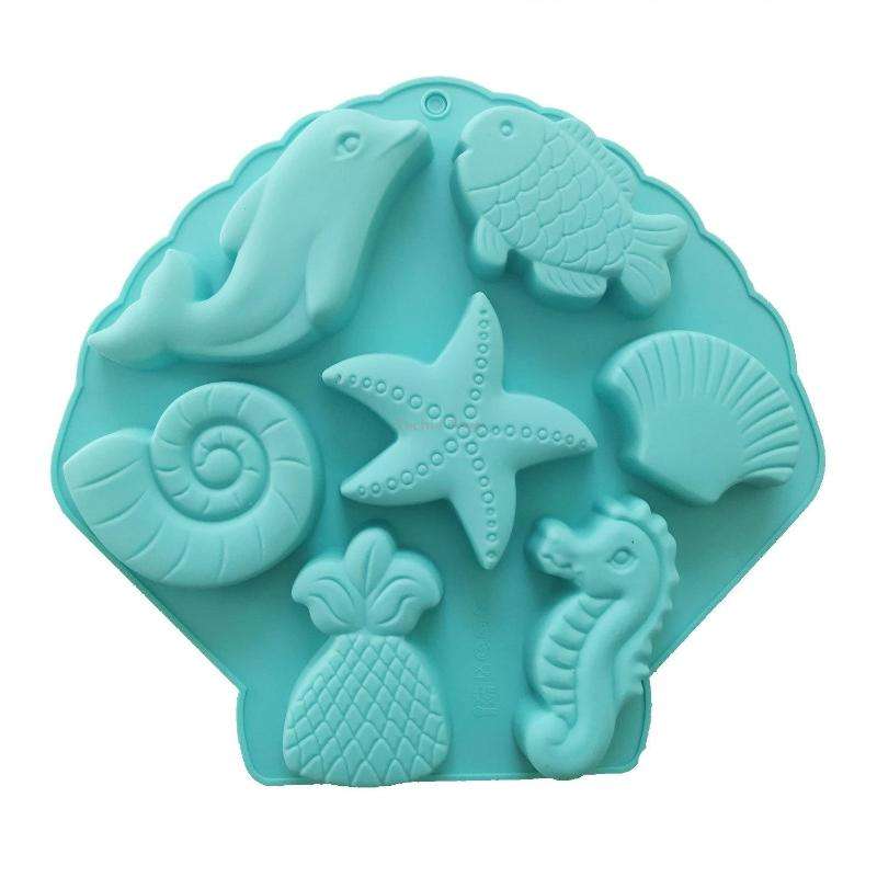 Marine Fish Series Shape Food Grade Silicone Cake Mold Plaster Painting Mold(Color Random Delivery)