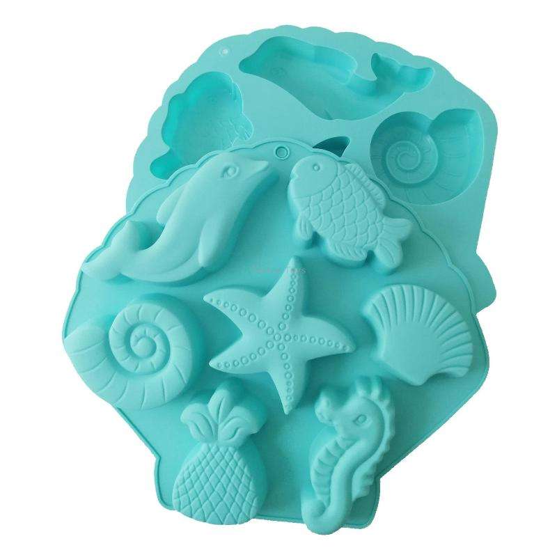 Marine Fish Series Shape Food Grade Silicone Cake Mold Plaster Painting Mold(Color Random Delivery)