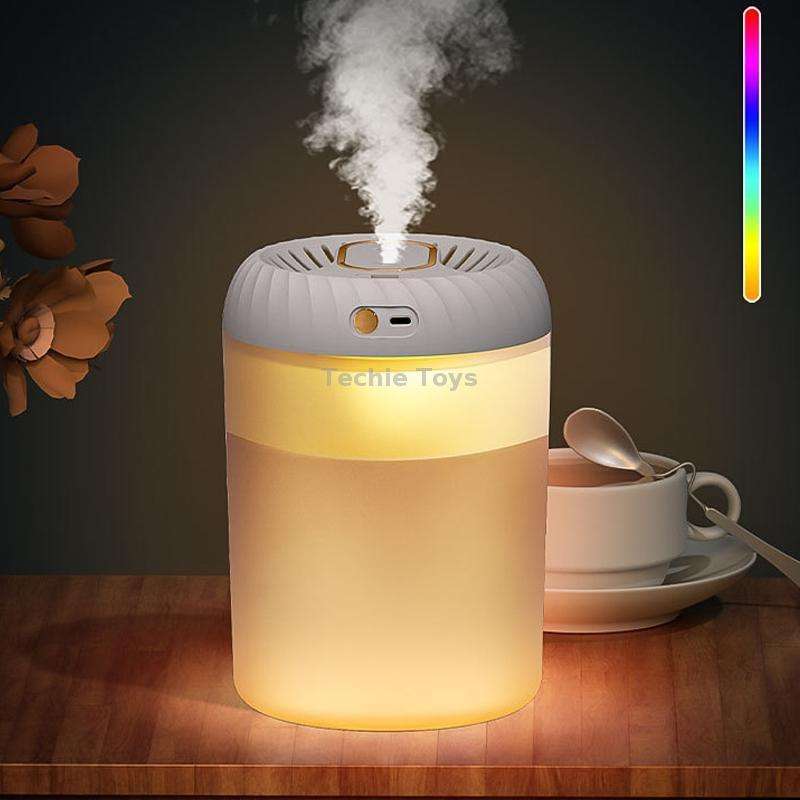 3000ml Double Nozzle Humidifier with Timing Digital Display and Colorful Ambient Light(White)