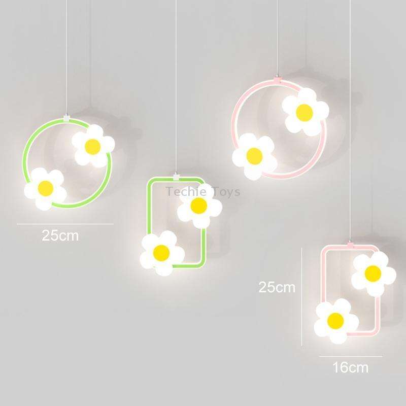 Children Room Bedside Warm Sunflower Chandelier, Color: Round Pink Warm Light