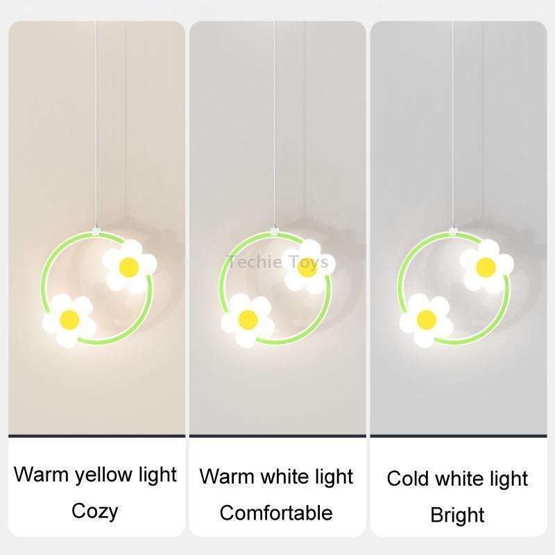 Children Room Bedside Warm Sunflower Chandelier, Color: Round Pink Warm Light