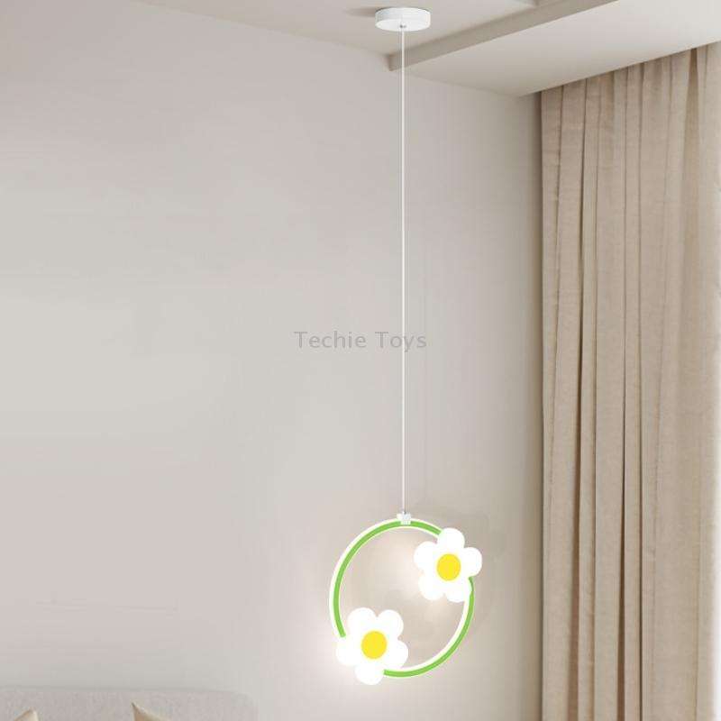 Children Room Bedside Warm Sunflower Chandelier, Color: Round Pink Warm Light