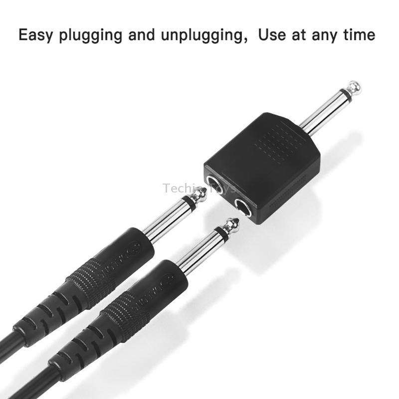 10pcs 6.5mm Male Mono To Dual 6.5mm Female Audio Conversion Connector(Black)