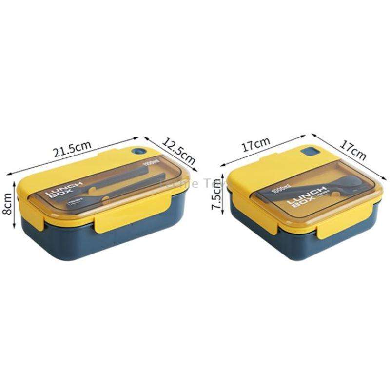 Plastic Compartment Lunch Box Microwaveable with Tableware(1L Green)
