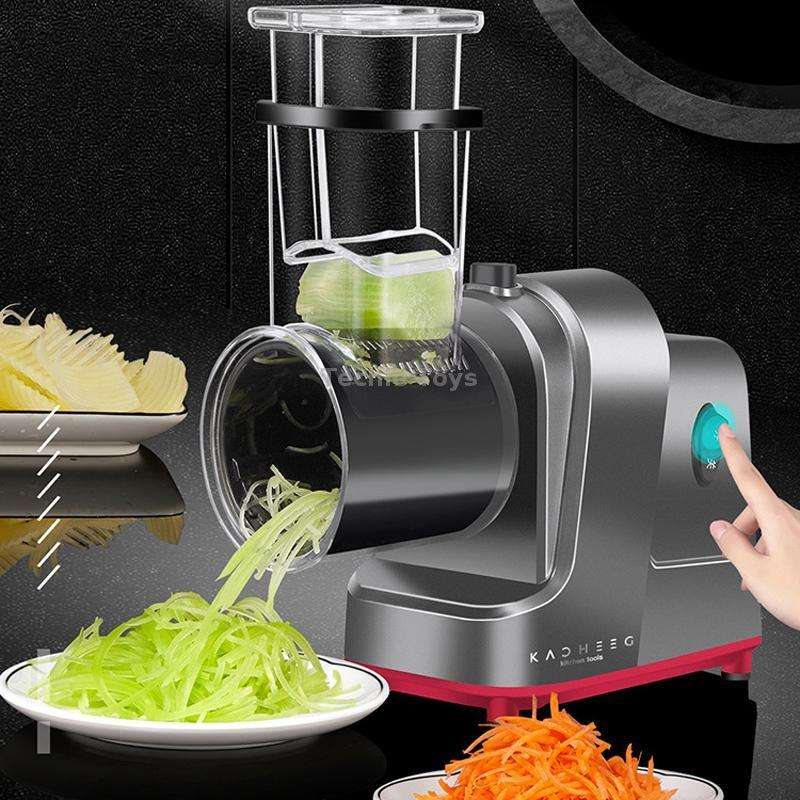 Kacheeg Electric Vegetable Cutter Multifunctional Automatic Slicer, CN Plug, Style: With 3 Knives