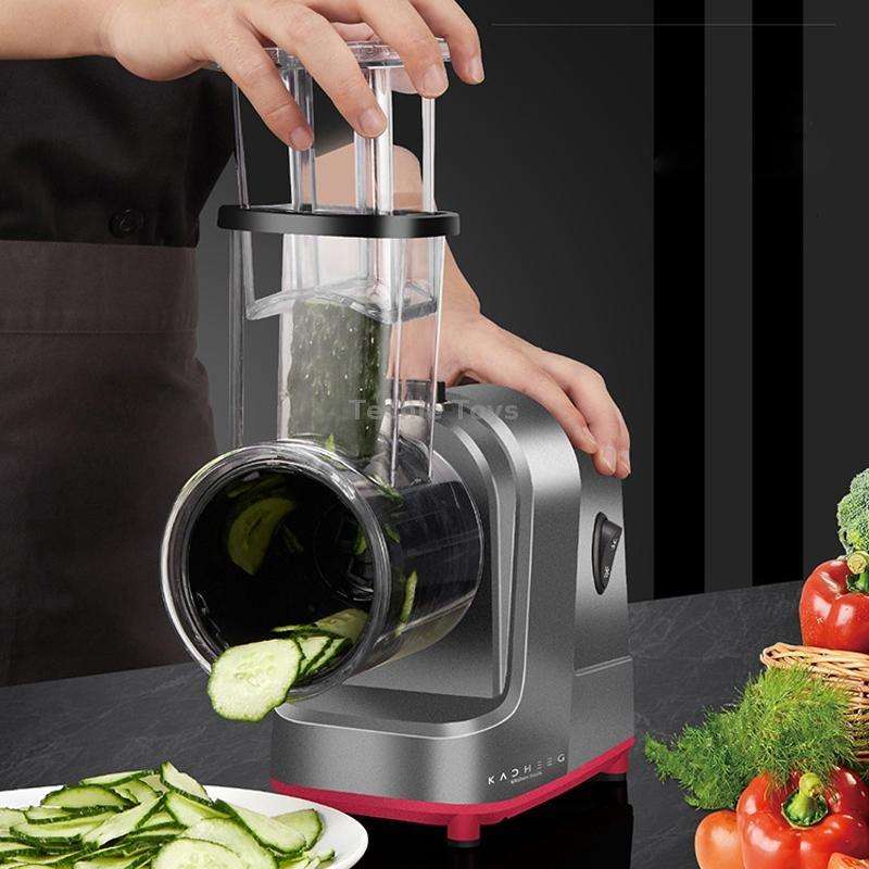 Kacheeg Electric Vegetable Cutter Multifunctional Automatic Slicer, CN Plug, Style: With 3 Knives