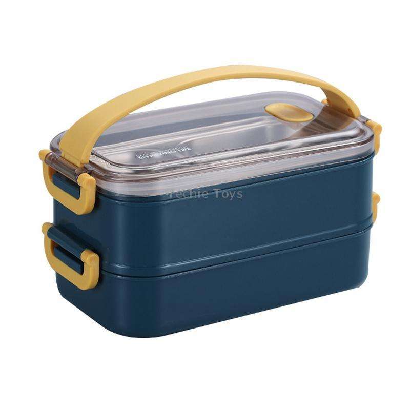 Large Capacity Refillable 304 Stainless Steel Insulated Lunch Box, Specification: 1.6L (Blue)