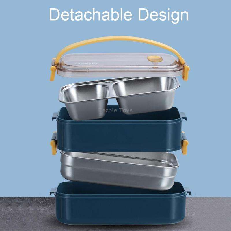 Large Capacity Refillable 304 Stainless Steel Insulated Lunch Box, Specification: 1.6L (Blue)