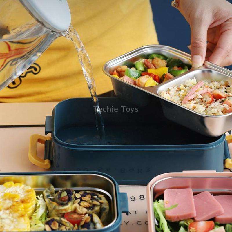 Large Capacity Refillable 304 Stainless Steel Insulated Lunch Box, Specification: 1.6L (Blue)
