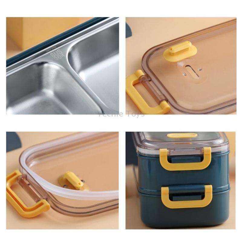 Large Capacity Refillable 304 Stainless Steel Insulated Lunch Box, Specification: 1.6L (Blue)