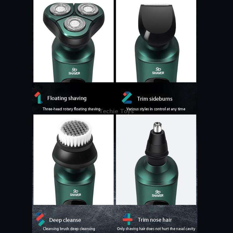4 In 1 Smart Electric Shaver LCD Digital Display Three-head USB Rechargeable Floating Razor