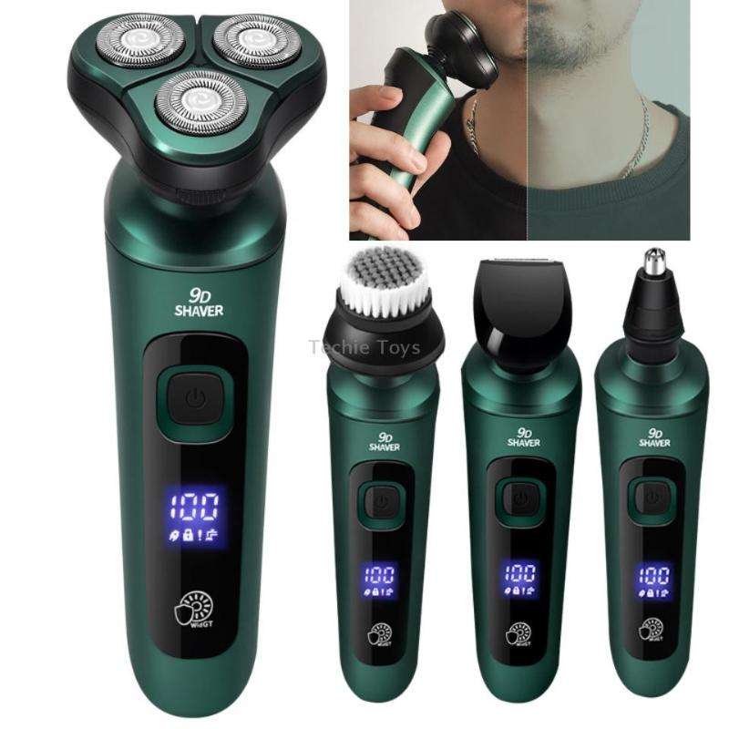 4 In 1 Smart Electric Shaver LCD Digital Display Three-head USB Rechargeable Floating Razor