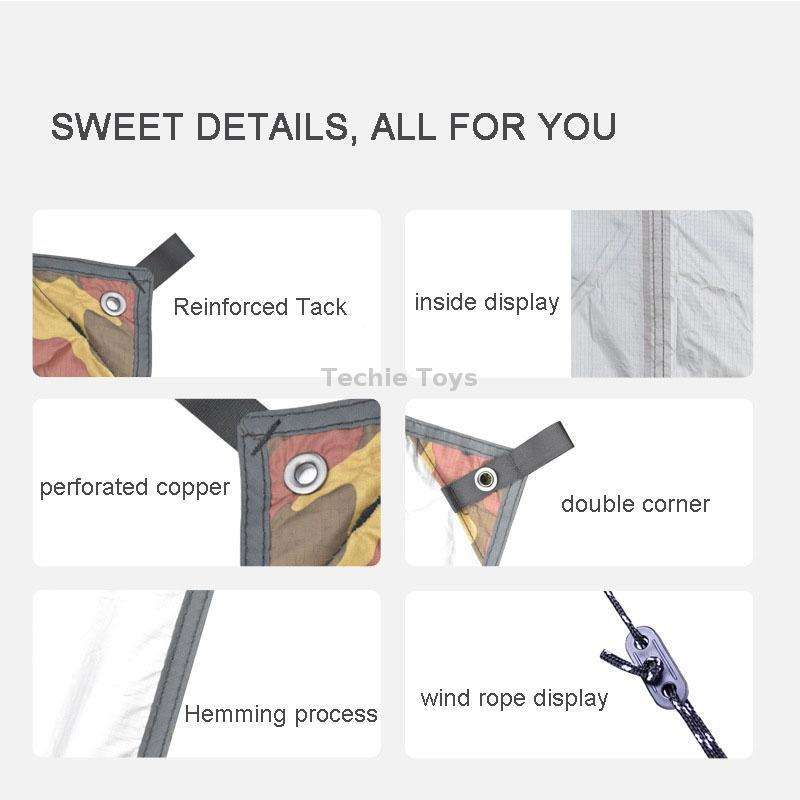 3X4m Waterproof Tent Tarp Square Canopy Polyester Sunshade Floor Mat(Camouflage)