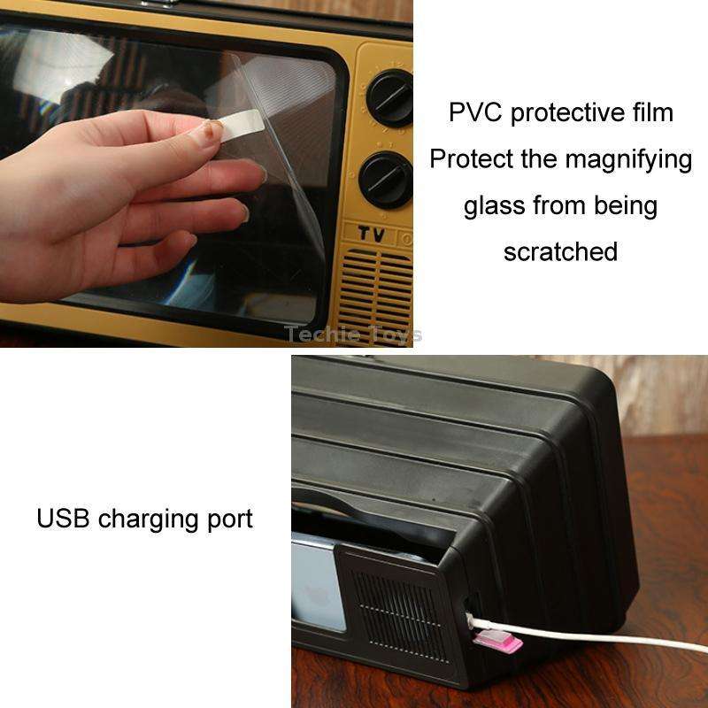 Retro TV Mobile Phone Screen Video Amplifier Mobile Phone Holder(Gray)