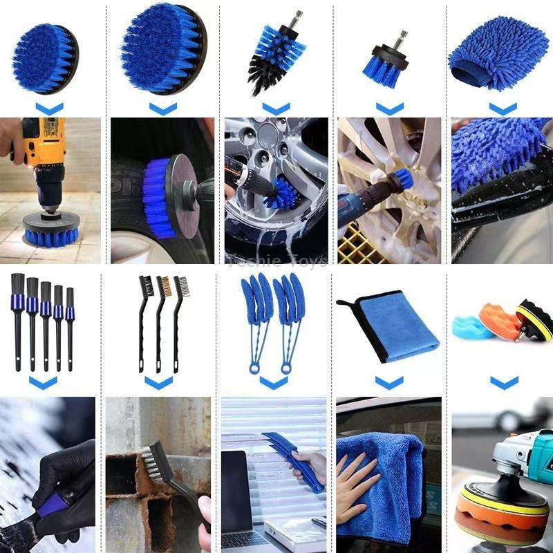 30 in 1 Car Wash Waterproof Gloves Wheel Hub Cleaning Brush