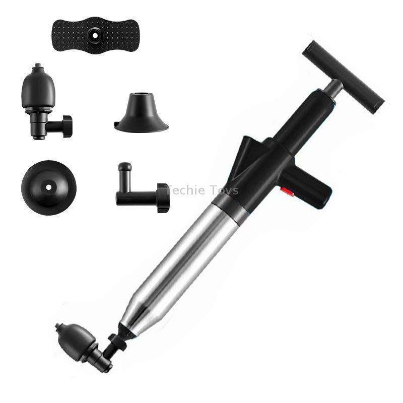 Toilet Pipe Dredger Toilet Sewer Floor Drain Clogged Household High Pressure Pneumatic Tool(Black)