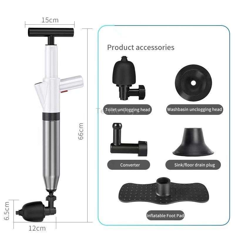 Toilet Pipe Dredger Toilet Sewer Floor Drain Clogged Household High Pressure Pneumatic Tool(Black)