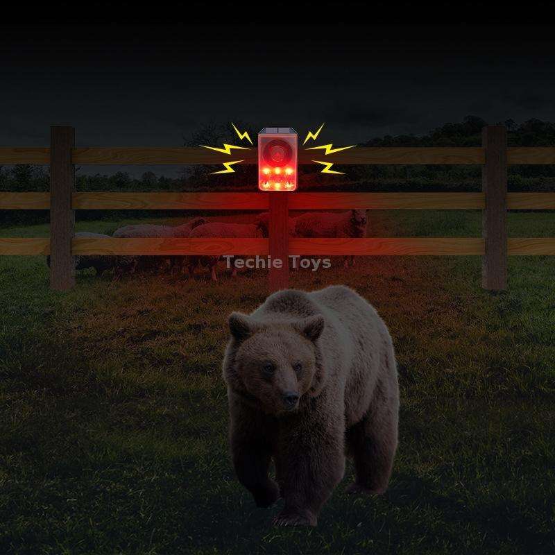 N911N Solar Alarm Infrared Sensor Sound And Light Blast Warning Light Animal Repeller(English Versio
