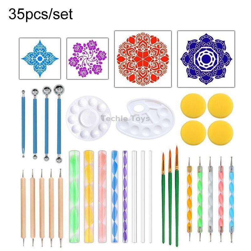 35pcs/set Dot Painting Mandala Pottery Decoration DIY Spiral Wand Tool Set