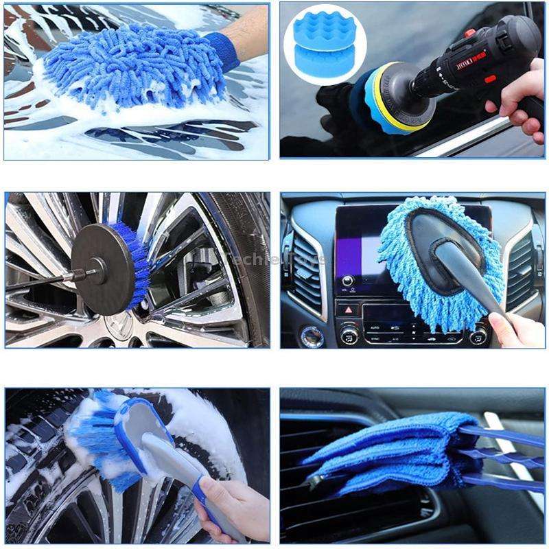 27pcs/set WRS-CS29 Car Wash Cleaning Brush Set Car Interior Crevice Cleaning Electric Drill Brush