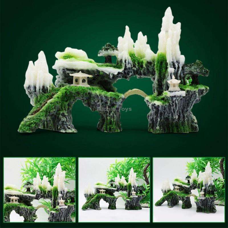 Stone Fish Tank Landscape Simulation Resin Aquarium Decorative Ornament, Style: Shunfeng Mountain