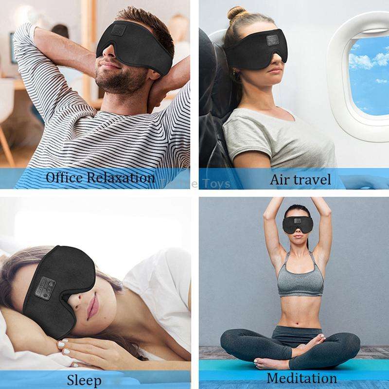 EM4 Bluetooth 5.2 Eye Mask Wireless Headphone Eye Protection for Sleep Office Lunch Break(Black)