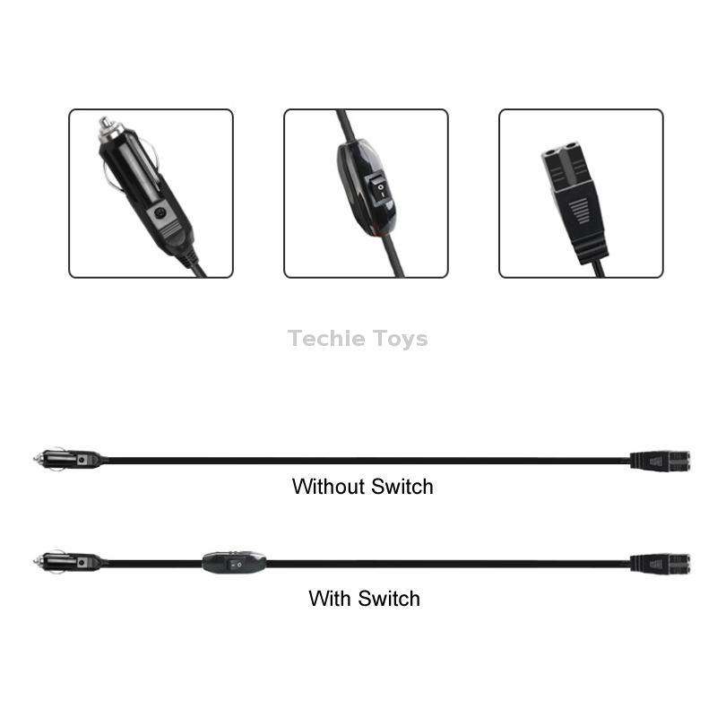 12V/24V Car Refrigerator Cable B Suffix Cigarette Lighter Plug Power Cord, Length: 3m With Switch