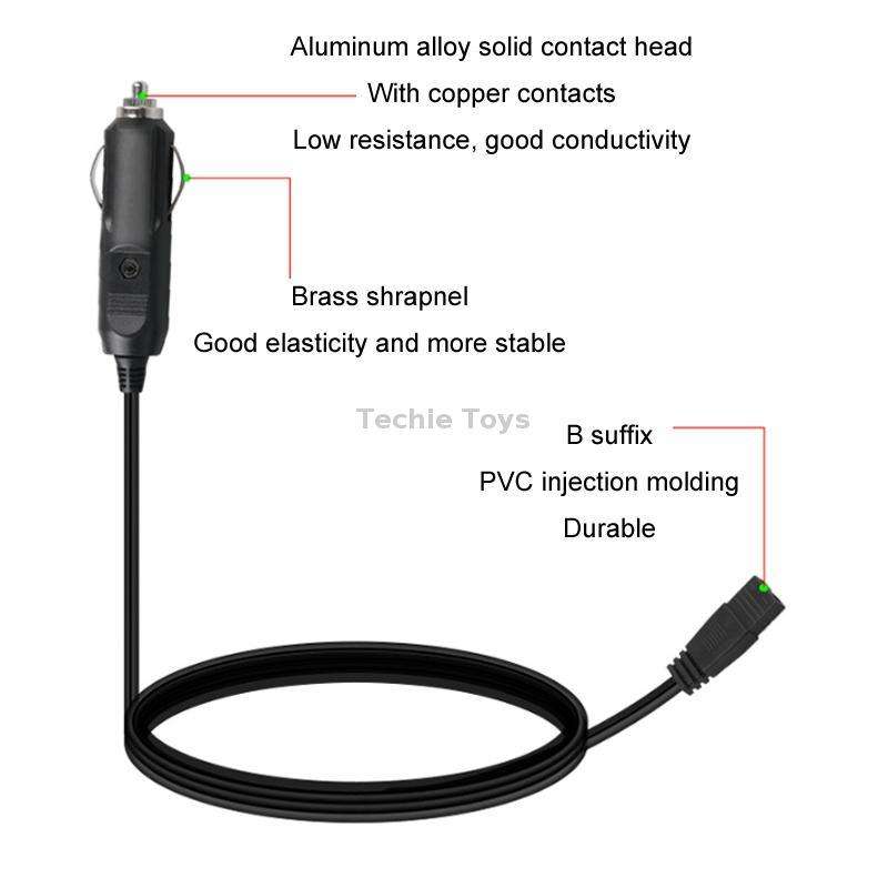 12V/24V Car Refrigerator Cable B Suffix Cigarette Lighter Plug Power Cord, Length: 3m With Switch