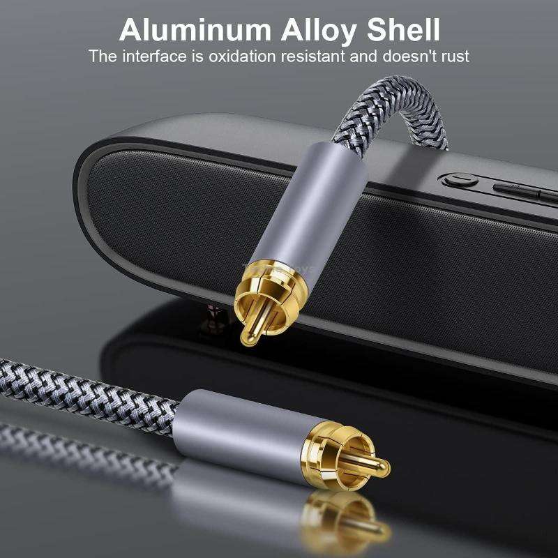 1m Pure Copper RCA Coaxial HIFI Digital Audio Cable SPDIF Subwoofer Speaker Cable(Silver Gray)