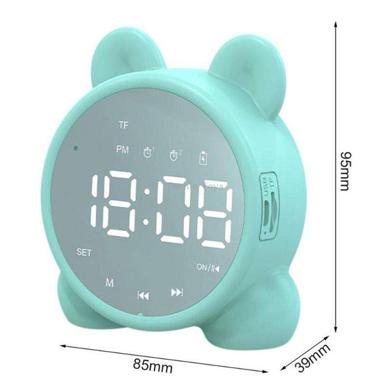 P1 Mini Card Mirror Clock Wireless Bluetooth Speaker with FM Radio(Pink)