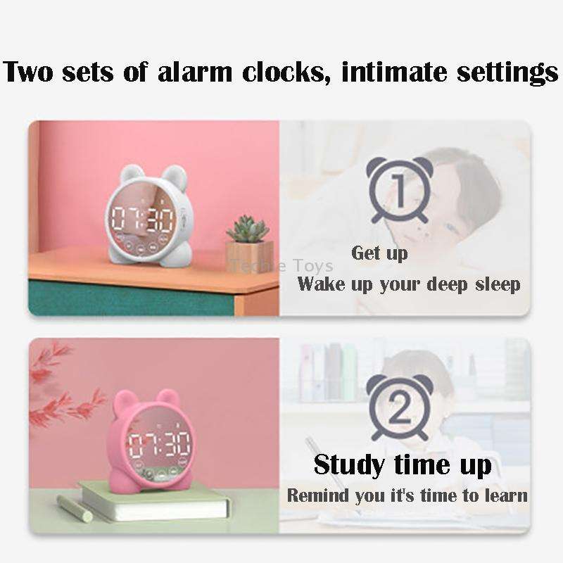 P1 Mini Card Mirror Clock Wireless Bluetooth Speaker with FM Radio(Pink)