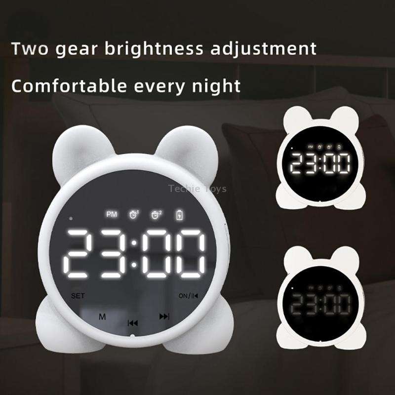 P1 Mini Card Mirror Clock Wireless Bluetooth Speaker with FM Radio(Pink)