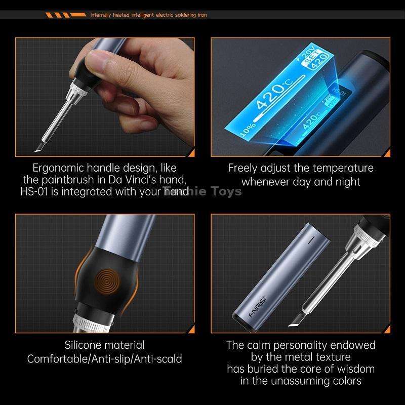 FNIRSI HS-01 Smart Soldering Iron Digital Display Portable Mini Soldering Station(Blue KR)